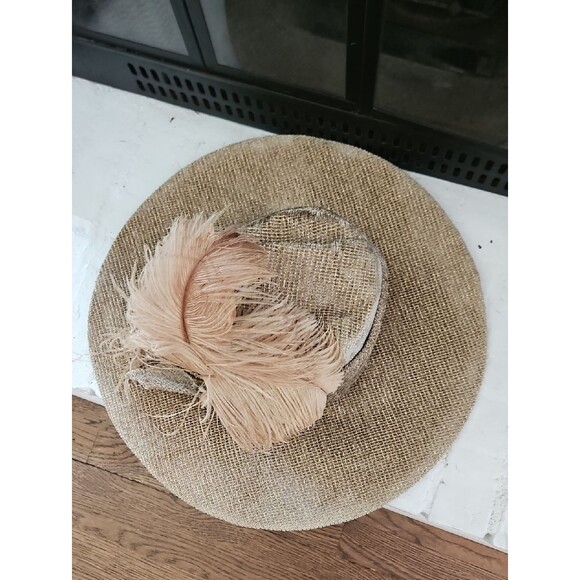 Suzanne Couture Millinery Wide-Brim Ostrich Feather Natural Accent Hat main image 8